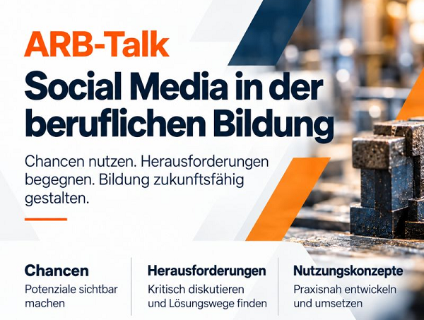 Plakat zur Veranstaltung mit der Überschrift ARB-Talk - Social Media in der beruflichen Bildung